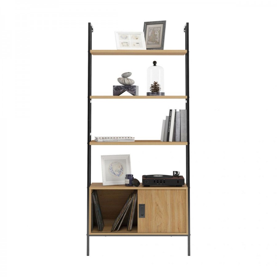 Hythe Wall Mounted 4 Shelf Bookcase With Door